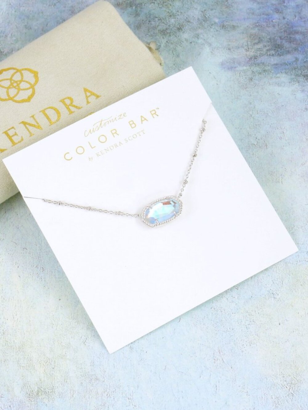 Kendra Scott Elisa Satellite Dichroic Glass Necklace Silver Tone - Picture 3 of 5